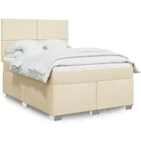vidaXL Lit boxspring avec matelas Crème 140x200 cm Tissu