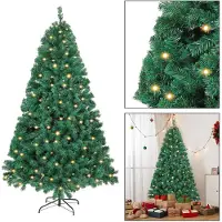 Peviasot Arbre de Noël artificiel , 120 cm de haut, avec 150 LED blanc chaud, 340 branches, en PVC et métal, branches qui s'ouvrent automatiquement, couleur verte