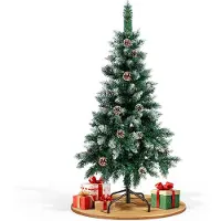 Vigevee Arbre de Noël , 120 cm, artificiel, avec des branches enneigées, 15 cônes de sapin, 180 extrémités de branches et un support en métal