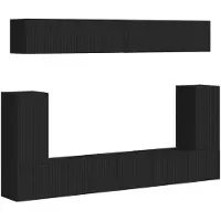 vidaXL Ensemble de meubles TV Fixé au mur 5 pcs Noir Bois composite
