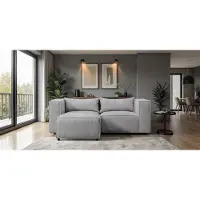 Sofiland Modulo Canapé d'Angle Velours Côtelé 210x185cm Réversible gris