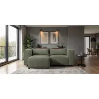 Sofiland Modulo Canapé d'Angle Velours Côtelé 210x185cm Réversible vert