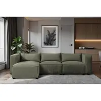 Sofiland Modulo Canapé d'Angle Velours Côtelé 290x185cm Réversible vert