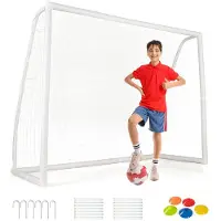 Bauhaus But de football d'entraînement pour enfants VX46314, filet de 244 x 183 cm, structure en PVC résistante, couleur blanche