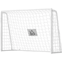 HOMCOM But de football - cage de foot - but d'entrainement dim. 186L x 62l x 123H cm - châssis métal filet PE - piquets & outil inclus - blanc