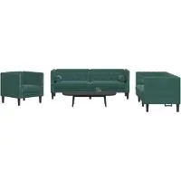 vidaXL Ensemble de 3 canapés Chesterfield avec traversins Vert foncé Velours