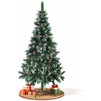 Peviasot Arbre de Noël artificiel , 180 cm, avec 500 extrémités en PVC, sapin avec pied, arbre de Noël artificiel avec cônes et flocons de neige, couleur vert