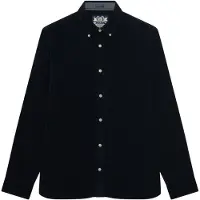 Superdry pour homme. M4011044A Chemise Classic Needle bleu marine (S), Casuel, Velours côtelé, Manche longue