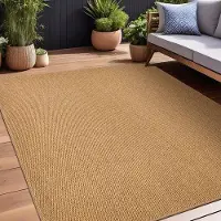 Unyqoos Tapis d'extérieur Ibenzoa de 120 x 160 cm – tissu plat résistant à l'eau, aspect sisal, base en TPR antidérapante, lavable, en polypropylène