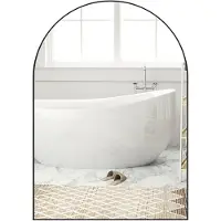 BellaFurn Miroir de salle de bain incurvé avec cadre noir | Couleur : Noir | Dimensions : 50 x 3 x 70 cm