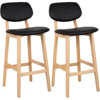 BellaFurn Ensemble de 2 tabourets de bar, revêtus en similicuir, structure en bois. Disponible en bois, blanc ou noir. Dimensions : 43 x 37,5 x 91,5 cm