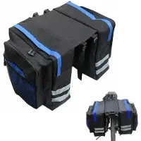 Benza Sacoche de vélo Benzoa pour porte-bagages – sacoche double de 30 litres en tissu 600D, étanche, amovible avec crochets et boucles, bandes réfléchissantes