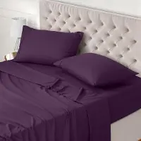 Benza Ensemble de literie Ibenzoa en microfibre, couleur violet – Complet : drap housse 266x259 cm, drap-housse stretch 150x200 cm (profondeur d'angle 35 cm) et 2 taies d'oreiller 50x75 cm