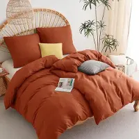 Benza Ensemble de literie en microfibre Ibenzoa 4 pièces : housse de couette 135x200 cm avec 2 taies d'oreiller 80x80 cm, fermeture à glissière, couleur terracotta