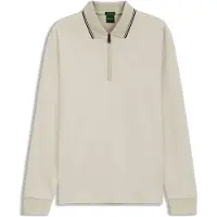 BOSS pour homme. 50570010 Polo plissé beige clair à manches longues (L), Casuel, Coton, Manche longue