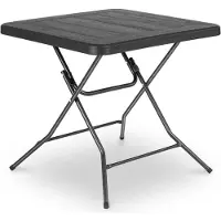 StarTech.com Table pliante - Table de jardin 80x80x74 cm - Plateau carré - Structure en métal - PVC imitation bois - Pour 4 personnes - Noir