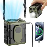 StarTech.com Ventilateur portable de 10000 mAh - Ventilateur pour la taille et le cou - Batterie externe intégrée - Lampe LED - 5 vitesses - Ventilateur de refroidissement puissant - Vert