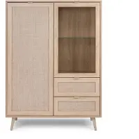 CALICOSY - Vaisselier 2 portes 2 tiroirs H139 cm - Impression Rotin - BALI