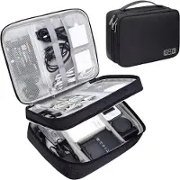 OEM Poche de rangement pour câbles, matériau écologique, design compact, noir, 2 compartiments