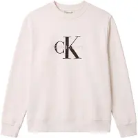 Calvin Klein Jeans Hommes, Pull-over, Sweat-shirt blanc en coton pour homme, Blanc, (S)