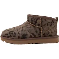Ugg pour femme. 1180623 Bottines en cuir Classic Ultra Mini Spotted marron (40), Plat, Aucun, Casuel, Imprimé animal