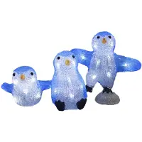 Deuba Figurines lumineuses LED acrylique Noël famille pingouin