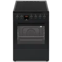 Continental Edison CECV50FCB : Table de cuisson électrique avec plaque vitrocéramique, 4 zones de cuisson, four de 47 litres, classe d'efficacité énergétique A, couleur noire