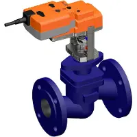 Belimo Vanne à Globe DN65 Bride 18mm Course Kvs58 24VAC/DC Sûr en Cas de Défaillance NC/NO 150s BACnet/Modbus/MP-Bus 1000N IP54 H664S/NVK24A-MOD