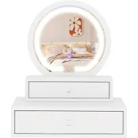 Northix Miroir de maquillage à 2 tiroirs, 51 x 26 x 59 cm, blanc