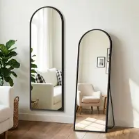 Sonstiges Miroir mural, miroir de pied, dimensions 140x40 cm, aluminium noir, verre HD