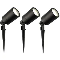 LEDVION Lot de 3 LED Extérieur Spot IP65 3W 4000K GU10 dimmable piquet