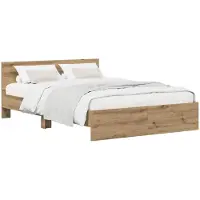 vidaXL Structure de lit avec tête de lit en bois imitation chêne artisanal, 140 x 190 cm