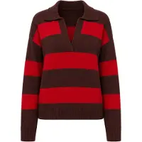 Brave Soul Pull col rond Ditto Trophy femmes - Marron/Rouge Stripe