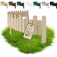 Pemicont Floranica Barrière de jardin bois 200 x 20 cm, Non traité – bord ondulé, pin, cinq piquets intégrés