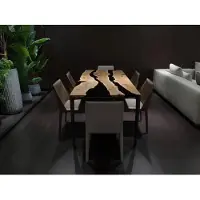 AEA Table basse Black River, bois massif, table fluviale, dimensions 220x90 cm, tables en résine époxy