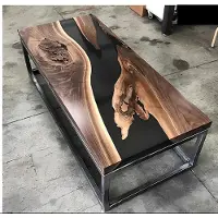 AEA Table basse en résine époxy, bois massif, dimensions 120x60 cm, table "rivière"