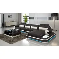 AEA Ledersofa Couch Wohnlandschaft Ecksofa Eck Garnitur Design Modern Sofa G8021C