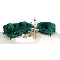 AEA Chesterfield 3+1 Sitz Chesterfield Sofa Leder Couchen Polster Garnitur