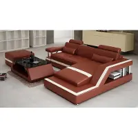 AEA Ledersofa mit USB Wohnlandschaft Ecksofa Eck Garnitur Design Modern Sofa L6002E
