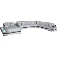 AEA Leder Couch Polster Sitz Wohnlandschaft Design Modern Eck Garnitur Sofa mit USB