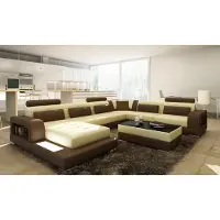 AEA XXL Big Wohnlandschaft Sofa + USB Polster Eck Leder Sofas Garnitur Couchen LED