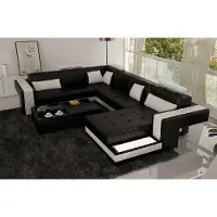 AEA Ecksofa Ledersofa Big XXL U-Form Wohnlandschaft Sofa Couch Garnitur H2211