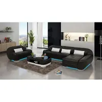 AEA Ledersofa Couch Wohnlandschaft Ecksofa + Sessel Eck Garnitur Design Sofa mit USB