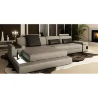AEA Ecksofa USB Polster Wohnlandschaft Eck Garnitur Ecke Leder Sofa Grau L-Form