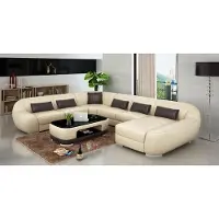 AEA Canapé en cuir moderne + USB Canapé d'angle Salon Assise Coussin Canapé Garniture Nouveau