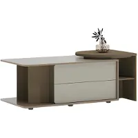 Xl Moebel Gmbh Moderner Couchtisch Beige und Braun mit Ablagefläche und Schubladen Wohnzimmer