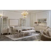 AEA Klassische Esszimmer Garnitur Tisch Stuhl Hocker Essgarnitur Stühle Set 6tlg