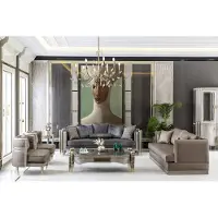 Xl Moebel Gmbh Salon Set Gris 2x Fauteuil Garniture de canapé Table d'appoint Table basse 6pcs.