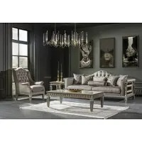 AEA Salon Set Gris Ensemble de canapés Table basse Fauteuil Elégant Table d'appoint 4pcs.