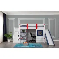 AEA Etagenbett Hochbett Kinderbett Holz Kinder Zimmer Modern Möbel Rutsche Tisch